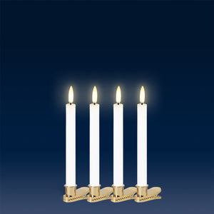 UYUNI Lighting Mini Tapers with Gold Clip, 4 Pack, White, ABS Plastic, 1.3cm x 13cm (0.5" x 5.12")