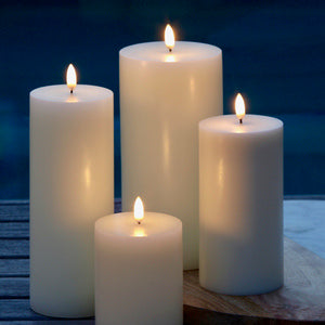 SOLD OUT! - Medium Pillar, Classic Ivory, Smooth Wax Flameless Candle, 7.8cm x 15.2cm