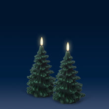 Load image into Gallery viewer, NEW | UYUNI Lighting | Medium Christmas Tree | Pine Green | Smooth Wax Flameless Candle | 10cm x 15cm (3.9" x 5.9") | Set of 2