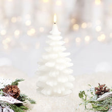Load image into Gallery viewer, Medium Christmas Tree Figurine, Nordic White, Smooth Wax Flameless Candle, 11cm x 14.5cm