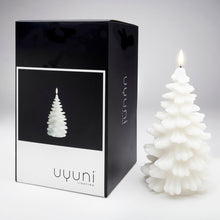 Load image into Gallery viewer, NEW SKANDI DESIGN | UYUNI Lighting Tall Christmas Tree Candle, Nordic White, Smooth Wax Flameless Candle, 11cm x 18cm (4.3&quot; x 7&quot;)