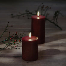 Load image into Gallery viewer, NEW - Small Pillar, Carmine Red Textured Wax Flameless Candle, 7.8cm x 10.1cm