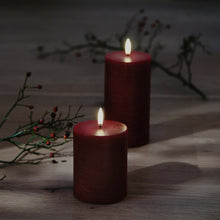 Load image into Gallery viewer, NEW - Medium Pillar, Carmine Red Textured Wax Flameless Candle, 7.8cm x 15.2cm
