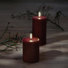Load image into Gallery viewer, LAST 4 | UYUNI Lighting Medium Pillar, Carmine Red Textured Wax Flameless Candle, 7.8cm x 15.2cm