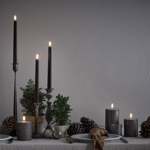 NEW - UYUNI Lighting Small Pillar, Urbane Grey Textured Wax Flameless Candle, 7.8cm x 10.1cm