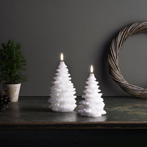 UYUNI Lighting Tall Christmas Tree Candle, Nordic White, Smooth Wax Flameless Candle, 11.0cm x 18.2cm (4.3" x 7.2")