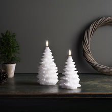 Load image into Gallery viewer, NEW SKANDI DESIGN | UYUNI Lighting Tall Christmas Tree Candle, Nordic White, Smooth Wax Flameless Candle, 11cm x 18cm (4.3&quot; x 7&quot;)