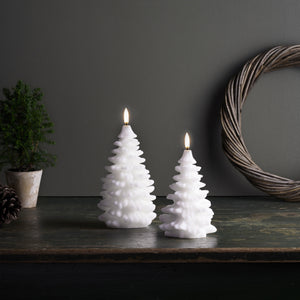 NEW SKANDI DESIGN | UYUNI Lighting Medium Christmas Tree Candle, Nordic White, Smooth Wax Flameless Candle, 10cm x 15cm (3.9" x 5.9")