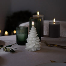 Load image into Gallery viewer, NEW SKANDI DESIGN | UYUNI Lighting Tall Christmas Tree Candle, Nordic White, Smooth Wax Flameless Candle, 11cm x 18cm (4.3&quot; x 7&quot;)