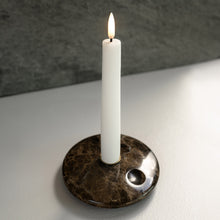 Load image into Gallery viewer, 3 AVAILABLE NOW - NEW UYUNI Lighting, Armani Brown Luxe Marble Chamber Taper Holder, 3.2cm x 2.3cm (1.3&quot; x 0.9&quot;)