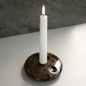 3 AVAILABLE NOW - NEW UYUNI Lighting, Armani Brown Luxe Marble Chamber Taper Holder, 3.2cm x 2.3cm (1.3" x 0.9")