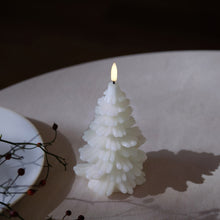 Load image into Gallery viewer, NEW SKANDI DESIGN | UYUNI Lighting Medium Christmas Tree Candle, Nordic White, Smooth Wax Flameless Candle, 10cm x 15cm (3.9&quot; x 5.9&quot;)