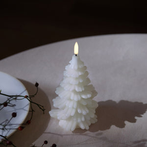 NEW LOWER PRICE - UYUNI Lighting Medium Christmas Tree Candle, Nordic White, Smooth Wax Flameless Candle, 11.0cm x 14.5cm (4.0" x 5.7")