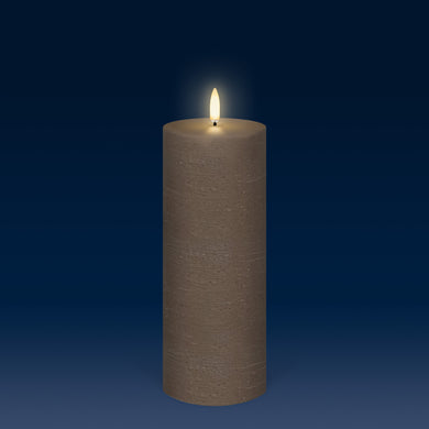 BACK IN STOCK - UYUNI Lighting Tall Pillar, Sandstone Textured Wax Flameless Candle, 7.8cm x 20.3cm (3.1