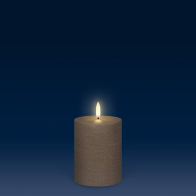 BACK IN STOCK - UYUNI Lighting Small Pillar, Sandstone Textured Wax Flameless Candle, 7.8cm x 10.1cm (3.1