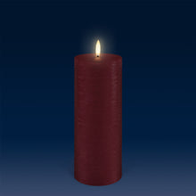 Load image into Gallery viewer, NEW - Tall Pillar, Carmine Red Textured Wax Flameless Candle, 7.8cm x 20.3cm