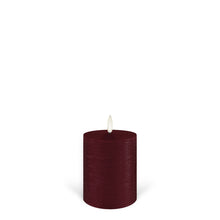 Load image into Gallery viewer, NEW - Small Pillar, Carmine Red Textured Wax Flameless Candle, 7.8cm x 10.1cm