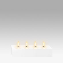 Load image into Gallery viewer, UYUNI Lighting Quattro Block Multi-Wick | 2 Colour Options | Smooth Wax Flameless Candle | 18.0cm x 5.0cm x 3.8cm (7.0" x 2.0" x 1.5")