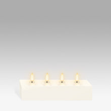 Load image into Gallery viewer, UYUNI Lighting Quattro Block Multi-Wick | 2 Colour Options | Smooth Wax Flameless Candle | 18.0cm x 5.0cm x 3.8cm (7.0" x 2.0" x 1.5")