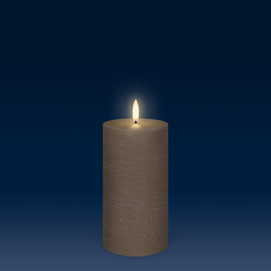 BACK IN STOCK - UYUNI Lighting Medium Pillar, Sandstone Textured Wax Flameless Candle, 7.8cm x 15.2cm (3.1