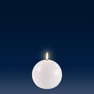 PRE ORDER - NEW UYUNI Lighting The Orb, Nordic White Round Candle, Smooth Wax Flameless Candle, 10.0cm (3.9