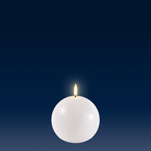 PRE ORDER - NEW UYUNI Lighting The Orb, Nordic White Round Candle, Smooth Wax Flameless Candle, 10.0cm (3.9")