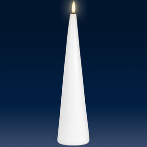 PRE ORDER - NEW UYUNI Lighting Tall Cone Candle, Nordic White, Smooth Wax Flameless Candle, 6.8cm x 30.0cm (2.7" x 11.8")