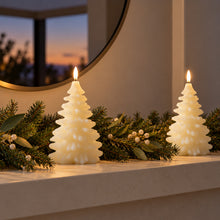 Load image into Gallery viewer, FINAL RELEASE | UYUNI Lighting | Large Christmas Tree | Classic Ivory | Smooth Wax Flameless Candle | 11cm x 18.2cm | Set of 2