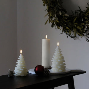 UYUNI Lighting Tall Christmas Tree Candle, Nordic White, Smooth Wax Flameless Candle, 11.0cm x 18.2cm (4.3" x 7.2")