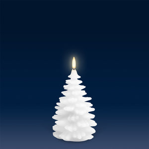 UYUNI Lighting Medium Christmas Tree Figurine, Nordic White, Smooth Wax Flameless Candle, 11.0cm x 14.5cm (4.0" x 5.7")