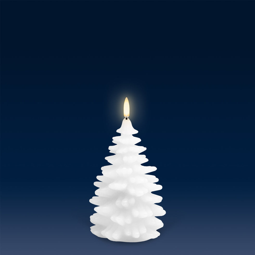 UYUNI Lighting Medium Christmas Tree Figurine, Nordic White, Smooth Wax Flameless Candle, 11.0cm x 14.5cm (4.0