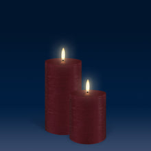 Load image into Gallery viewer, LAST 4 | UYUNI Lighting Medium Pillar, Carmine Red Textured Wax Flameless Candle, 7.8cm x 15.2cm