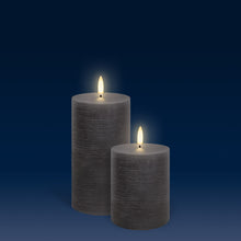Load image into Gallery viewer, NEW - UYUNI Lighting Small Pillar, Urbane Grey Textured Wax Flameless Candle, 7.8cm x 10.1cm