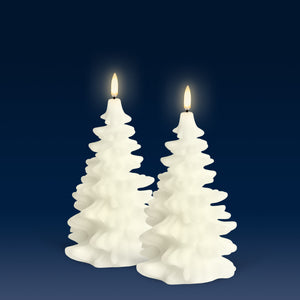 NEW SKANDI DESIGN | UYUNI Lighting Tall Christmas Tree Candle, Classic Ivory, Smooth Wax Flameless Candle, 11cm x 18cm (4.3" x 7")