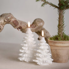 Load image into Gallery viewer, NEW SKANDI DESIGN | UYUNI Lighting Tall Christmas Tree Candle, Nordic White, Smooth Wax Flameless Candle, 11cm x 18cm (4.3&quot; x 7&quot;)