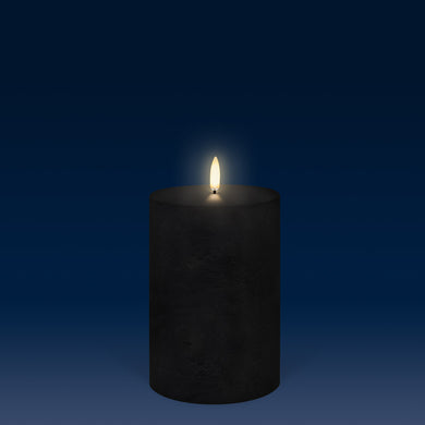 NEW - UYUNI Lighting Medium Wide Pillar, Matte Black Textured Wax Flameless Candle, 10.1cm x 15.2cm (4.0