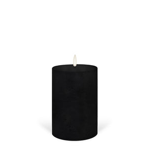 NEW - Medium Wide Pillar, Matte Black Textured Wax Flameless Candle, 10.1cm x 15.2cm