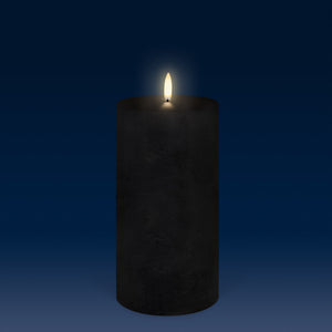 NEW - Tall Wide Pillar, Matte Black Textured Wax Flameless Candle, 10.1cm x 20.3cm