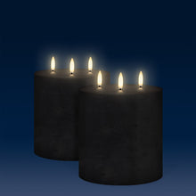 Load image into Gallery viewer, NEW - UYUNI Lighting Triple Wick Extra Wide Pillar, Matte Black, Textured Wax Flameless Candle, 15.2cm x 15.2cm (6.0&quot; x 6&quot;)