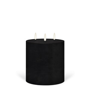 NEW - UYUNI Lighting Triple Wick Extra Wide Pillar, Matte Black, Textured Wax Flameless Candle, 15.2cm x 15.2cm (6.0" x 6")