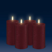 Load image into Gallery viewer, NEW - UYUNI Lighting Medium Pillar, Carmine Red Textured Wax Flameless Candle, 7.8cm x 15.2cm (3.1&quot; x 6&quot;)
