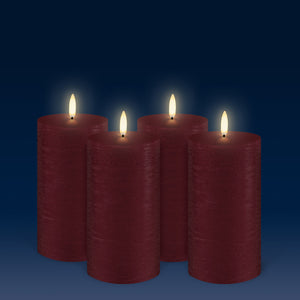NEW - UYUNI Lighting Medium Pillar, Carmine Red Textured Wax Flameless Candle, 7.8cm x 15.2cm (3.1" x 6")