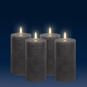 NEW - UYUNI Lighting Medium Pillar, Urbane Grey Textured Wax Flameless Candle, 7.8cm x 15.2cm (3.1" x 6")