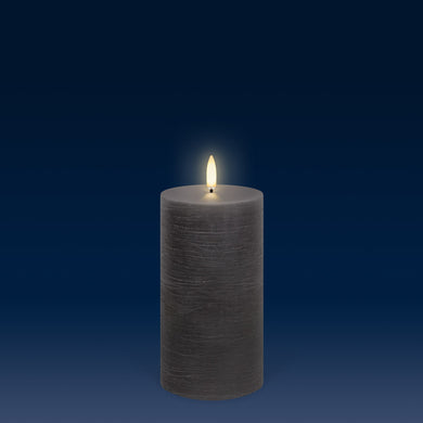 NEW - UYUNI Lighting Medium Pillar, Urbane Grey Textured Wax Flameless Candle, 7.8cm x 15.2cm (3.1