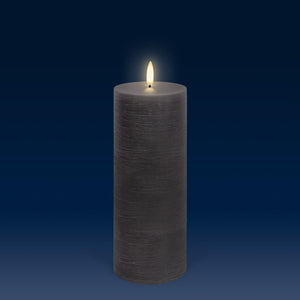 NEW - UYUNI Lighting Tall Pillar, Urbane Grey Textured Wax Flameless Candle, 7.8cm x 20.3cm (3.1" x 8")
