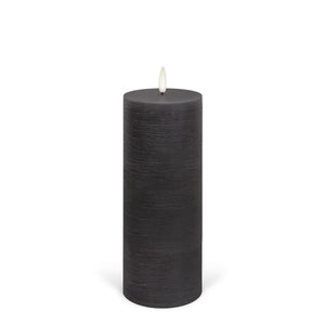 NEW - Tall Pillar, Urbane Grey Textured Wax Flameless Candle, 7.8cm x 20.3cm