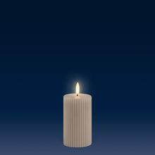 Load image into Gallery viewer, PRE ORDER - NEW UYUNI Lighting Small Pillar, Sandstone, Ribbed Wax Flameless Candle, 5.8cm x 10.1cm (2.2&quot; x 4&quot;)