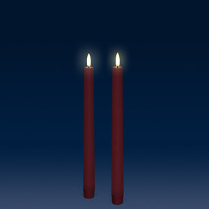 NEW - UYUNI Lighting Tall Taper, 2 Pack, Carmine Red, Smooth Wax Flameless Candle, 2.3cm x 25cm (0.90" x 9.85")