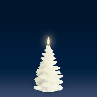 NEW NORDIC DESIGN | UYUNI Lighting Medium Christmas Tree Candle, Classic Ivory, Smooth Wax Flameless Candle, 10cm x 15cm (3.9