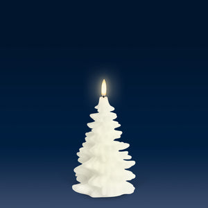 NEW SKANDI DESIGN | UYUNI Lighting Medium Christmas Tree Candle, Classic Ivory, Smooth Wax Flameless Candle, 10cm x 15cm (3.9" x 5.9")